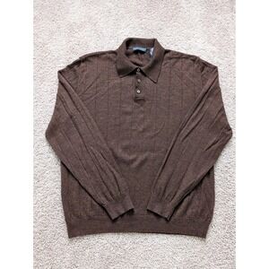Grant Thomas Long Sleeve Polo Sweater Mens XL Italian Extra Fine Merino Wool